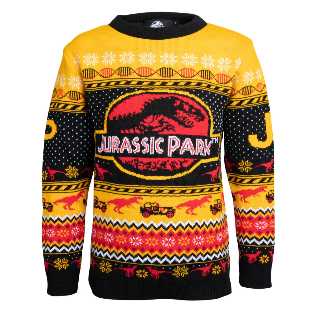 Jurassic Park Kids Christmas Knitted Jumper - Yellow - S Bild 1