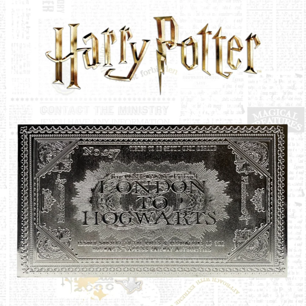 Harry Potter versilbertes Hogwarts-Ticket in limitierter Auflage als Replik Bild 1