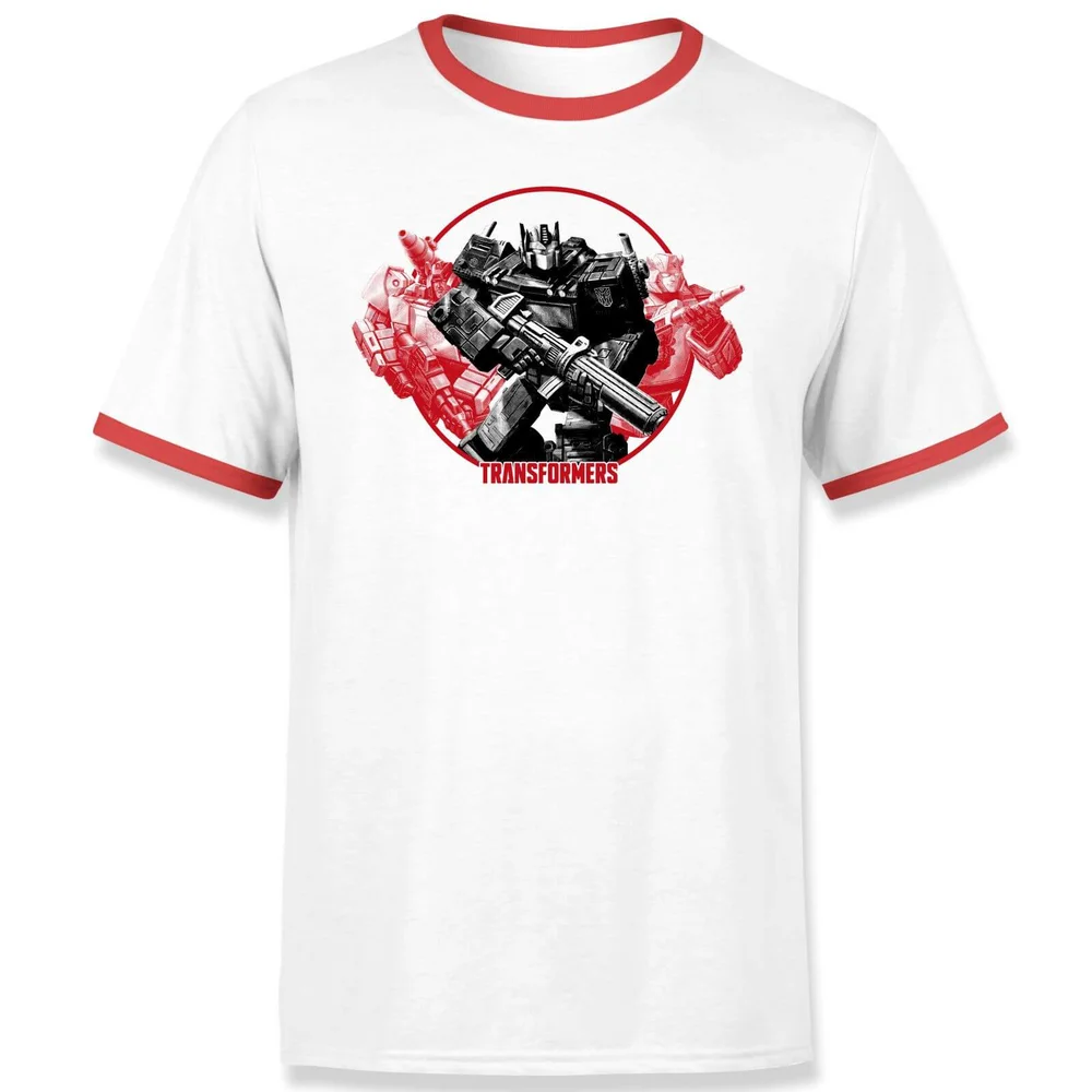Transformers Earthrise Retro Unisex Ringer T-Shirt - Weiß / Rot - S - Weiß Bild 1