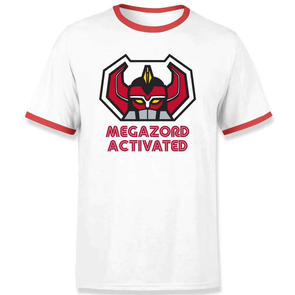 Power Rangers Megazord Activated Unisex T-Shirt - Weiß / Rot Ringer - S Bild 1