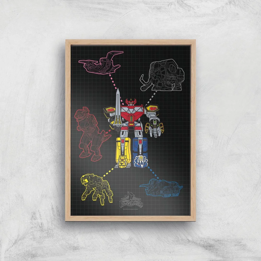Power Rangers Megazord Giclee Print Giclee Art Print - A4 - Wooden Frame Bild 1