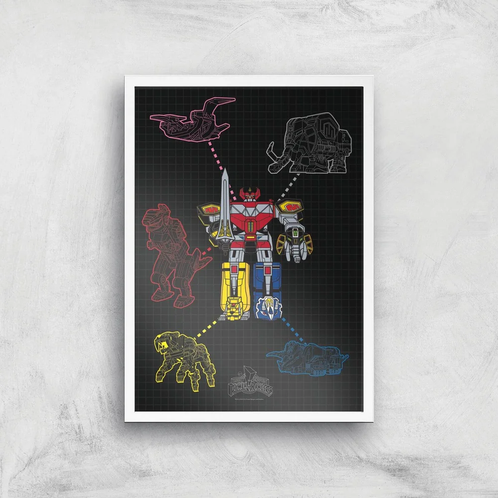 Power Rangers Megazord Giclee Print Giclee Art Print - A4 - White Frame Bild 1