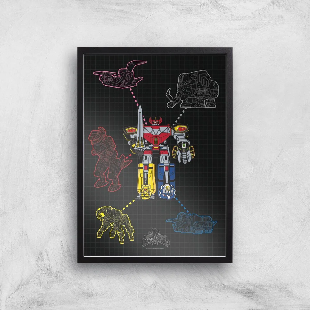 Power Rangers Megazord Giclee Print Giclee Art Print - A2 - Black Frame Bild 1