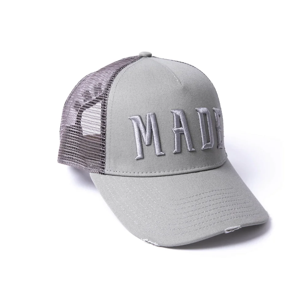 Milliner Sleet Grey Distressed Cotton Trucker Made 3D Embroidered Bild 1