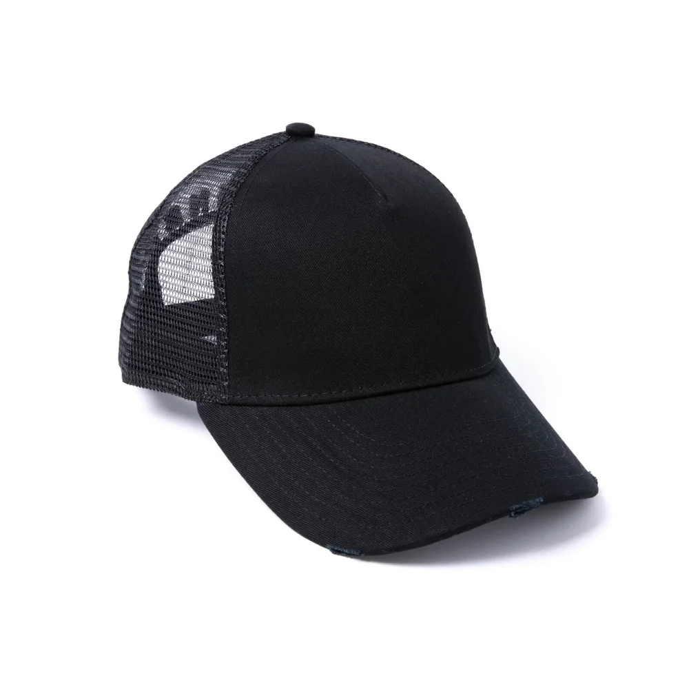 Milliner Plain Distressed Cotton Trucker Black Bild 1