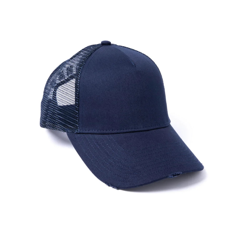 Milliner Plain Distressed Cotton Trucker Navy Bild 1