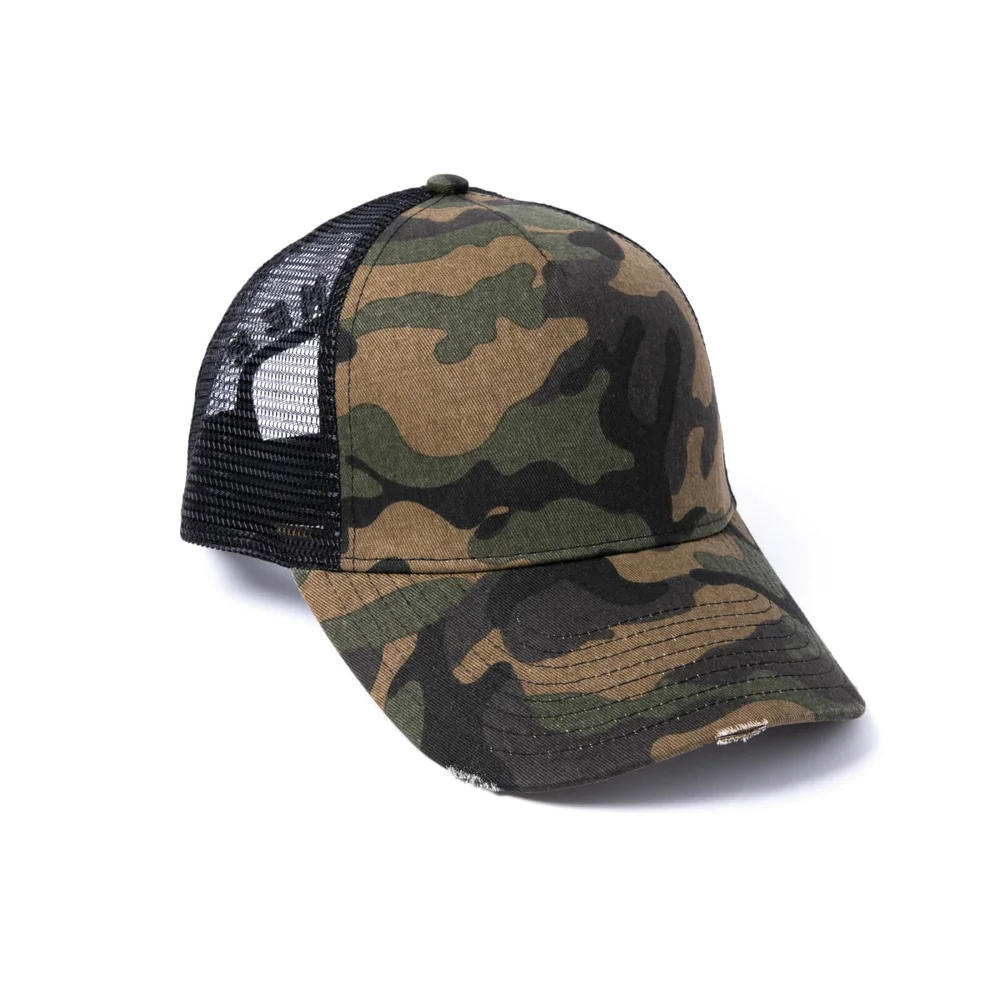 Milliner Plain Camo Distressed Cotton Trucker Bild 1
