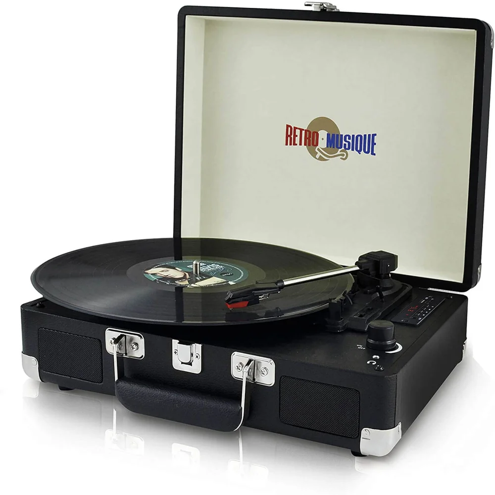 Retro Musique Suitcase LP Player + Radio - Black (UK Plug) Bild 1