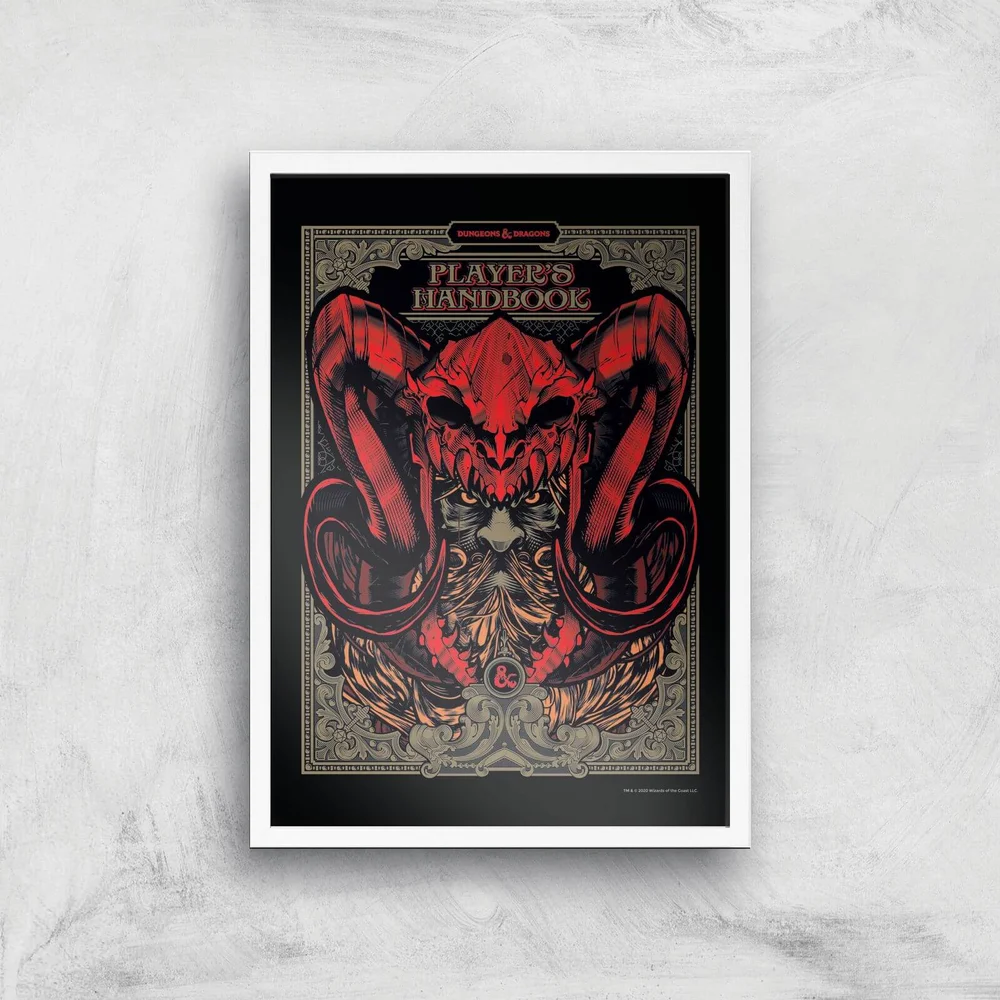 Dungeons & Dragons Players Handbook Giclee Art Print - A4 - White Frame Bild 1