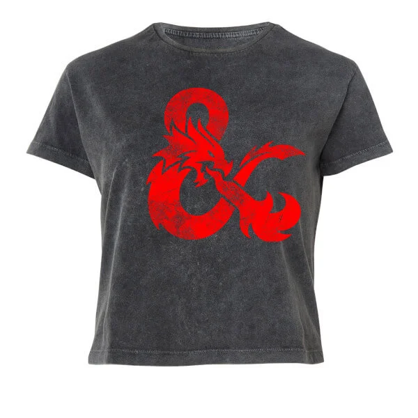 Dungeons & Dragons Distressed Red Ampersand Damen Cropped T-Shirt - Schwarz Acid Wash - M Bild 1