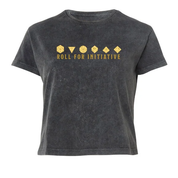 Dungeons & Dragons Roll For Initiative Damen Cropped T-Shirt - Schwarz Acid Wash - XS Bild 1