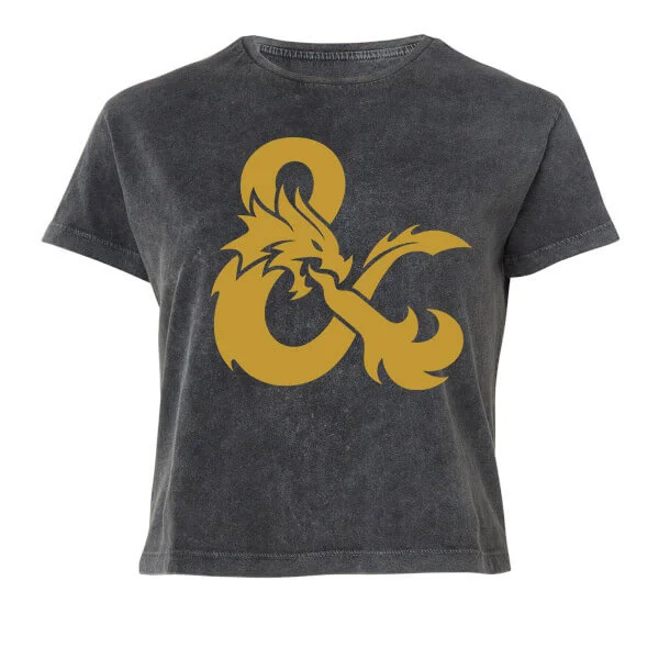 Dungeons & Dragons Gold Ampersand Damen Cropped T-Shirt - Schwarz Acid Wash - XS Bild 1