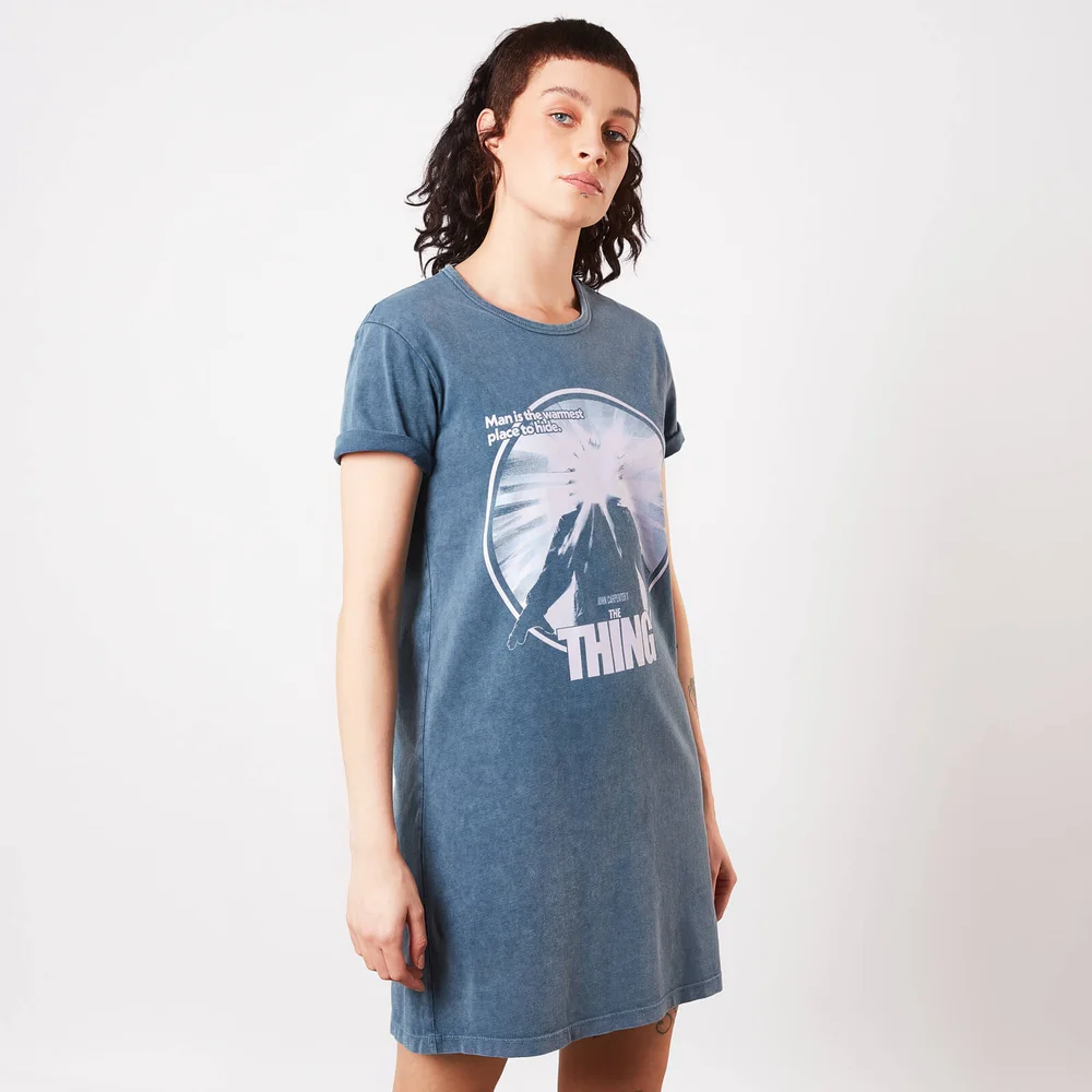 The Thing Man Is The Warmest Place To Hide Damen T-Shirt Kleid - Navy Acid Wash - XXL Bild 1