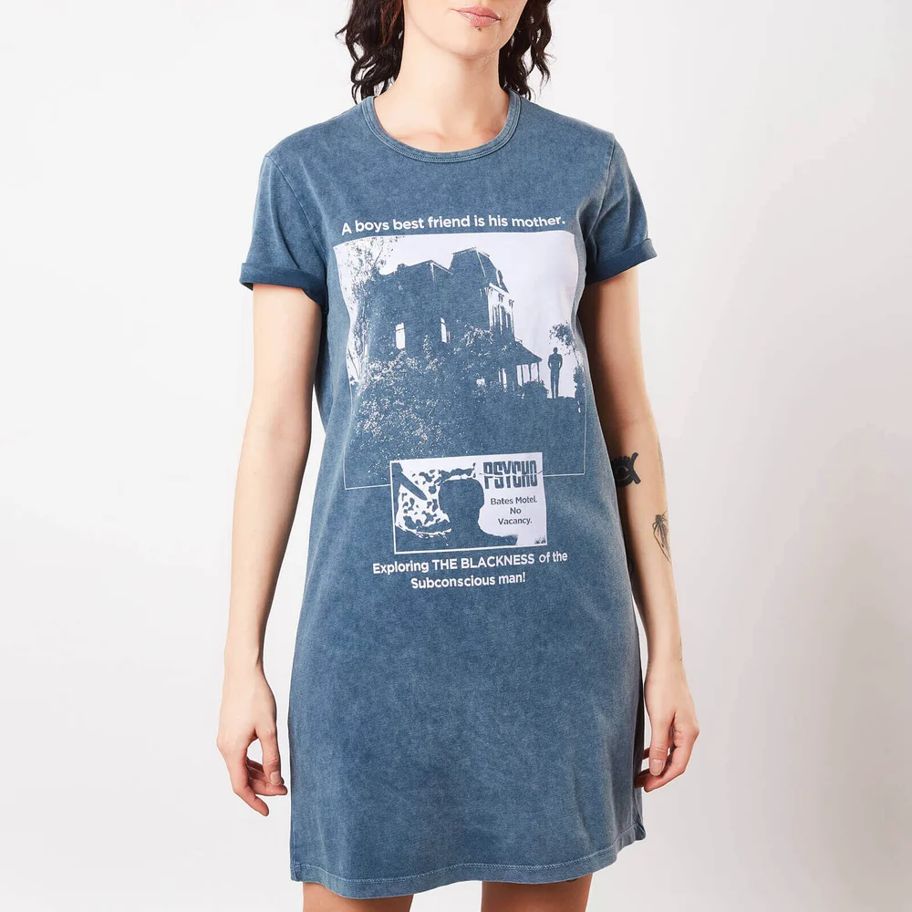 Psycho Mother Knows Best Damen T-Shirt Kleid - Navy Acid Wash - XXL Bild 1