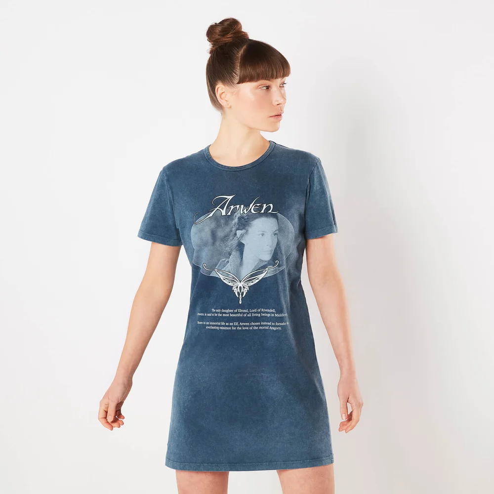 Herr der Ringe Arwen Lady Of Rivendell Damen T-Shirt Kleid - Navy Blau Acid Wash - XXL Bild 1