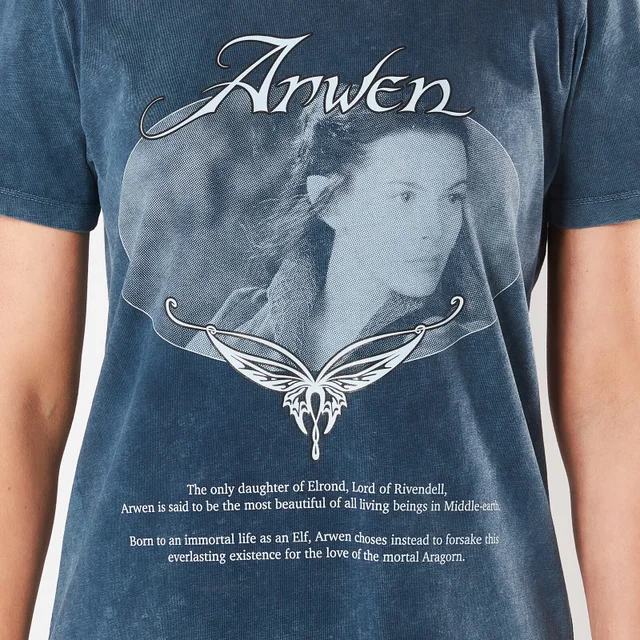 Herr der Ringe Arwen Lady Of Rivendell Damen T-Shirt Kleid - Navy Blau Acid Wash