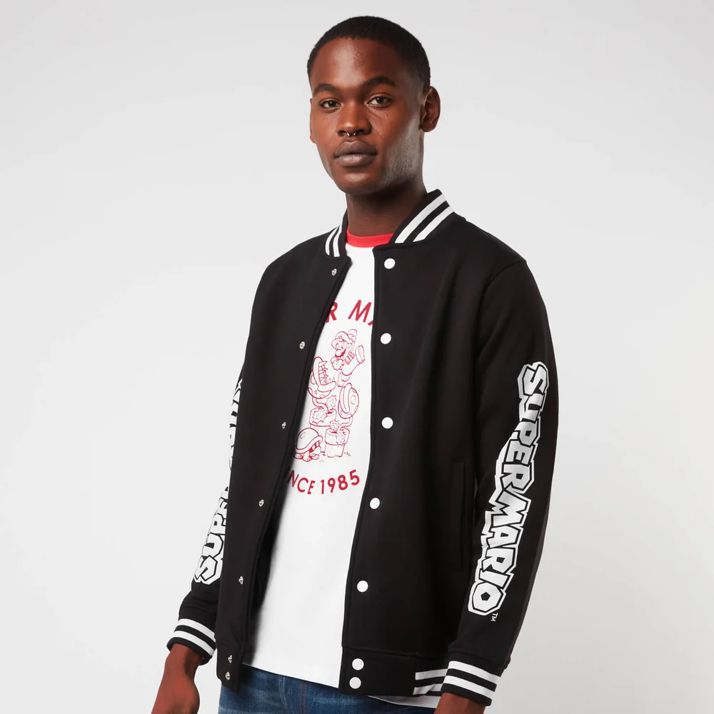 Nintendo Super Mario Limited Logo Unisex Collegejacke - Schwarz - XL Bild 1