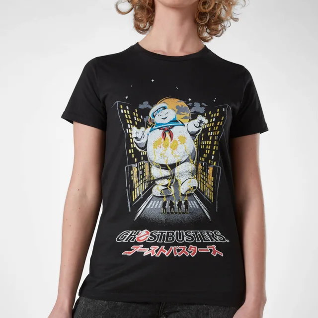 Ghostbusters Stay Puft Kanji Attack Damen T-Shirt - Schwarz