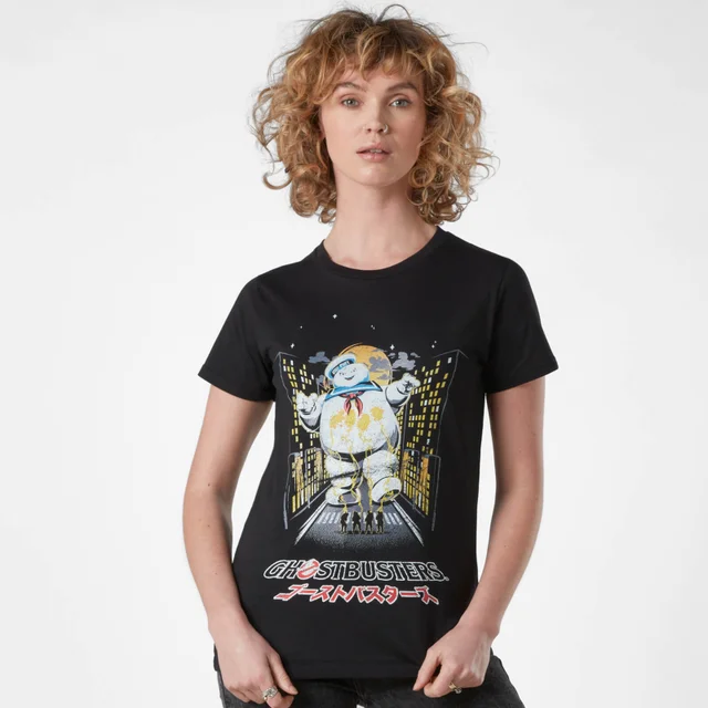 Ghostbusters Stay Puft Kanji Attack Damen T-Shirt - Schwarz