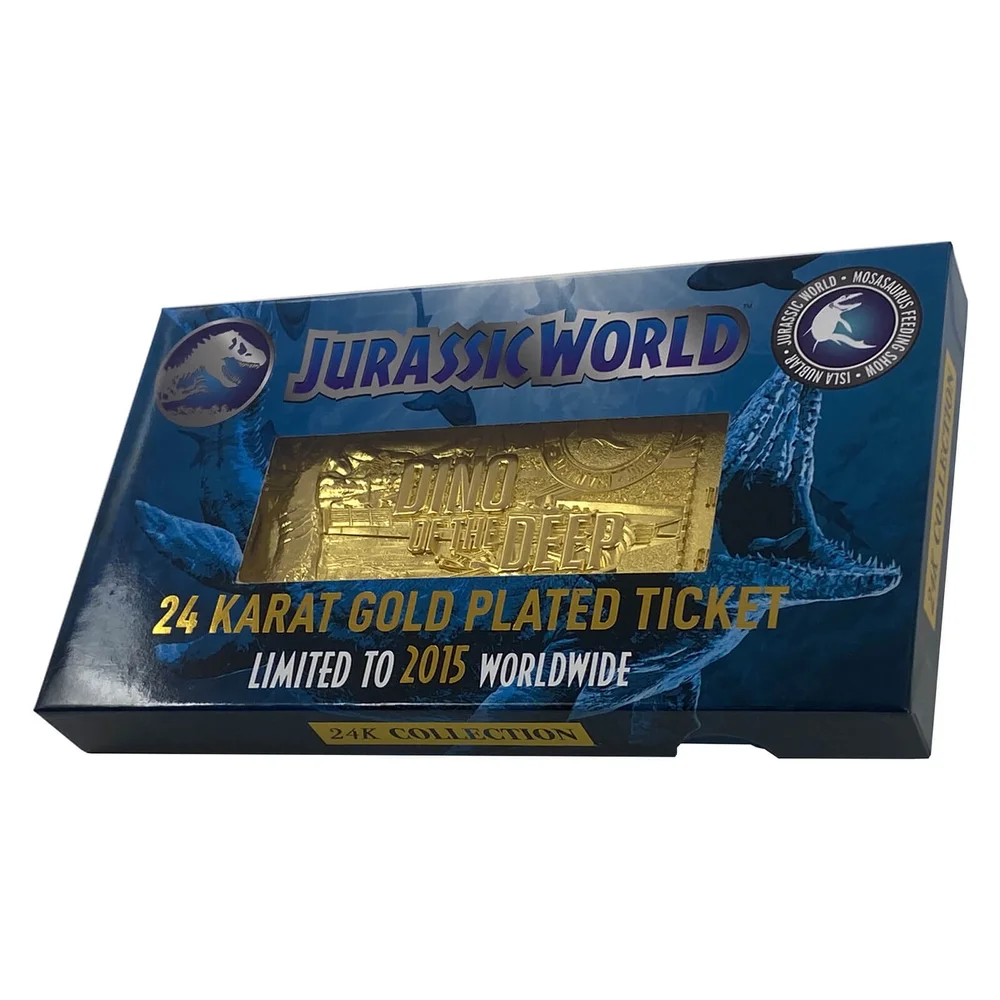 Jurassic Park 24k vergoldetes Ticket Jurassic World Mosasaurus als Replikat in limitierter Auflage - Zavvi Exclusive Bild 1