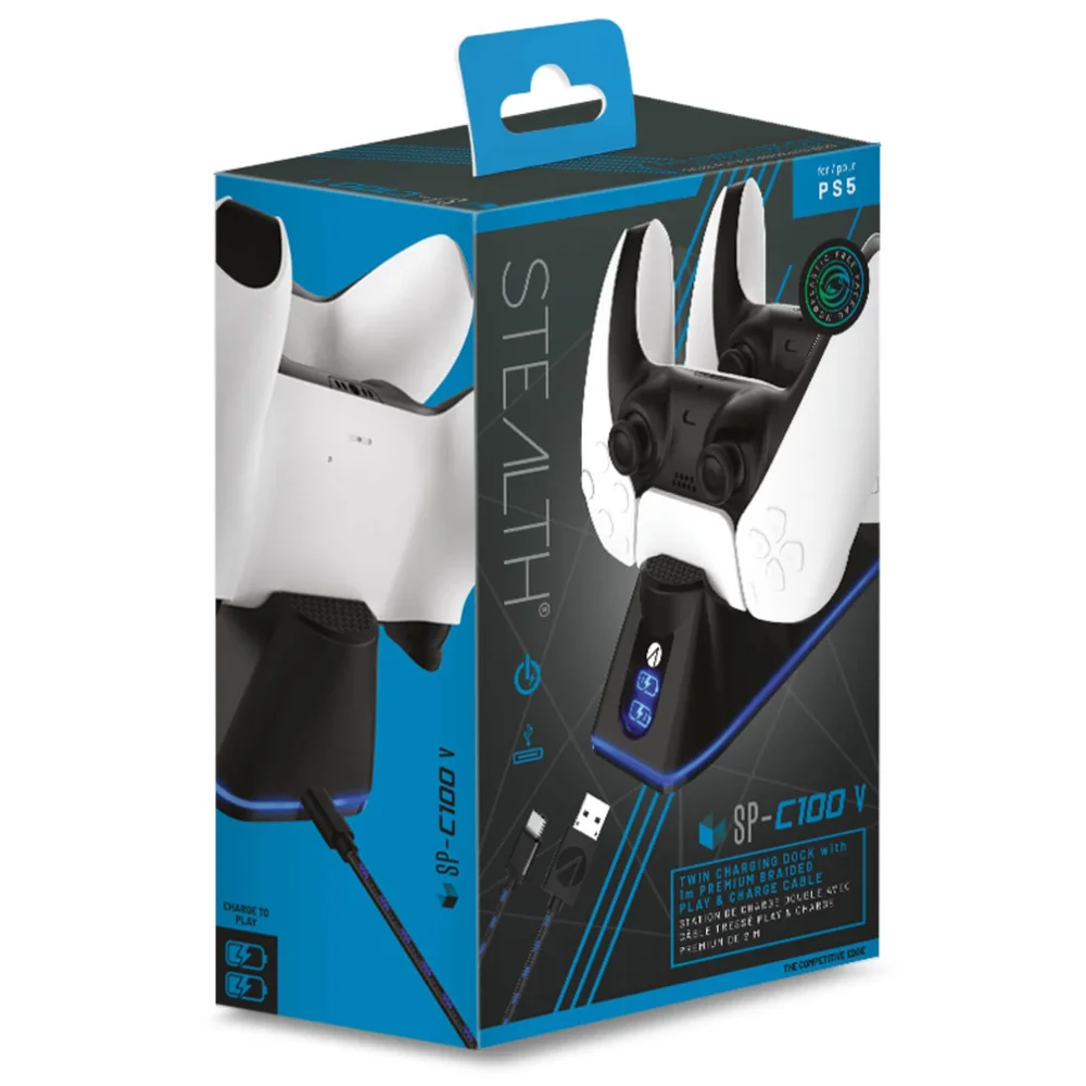 PS5 Twin USB Charging Dock & Play & Charge Cable - Black Bild 1