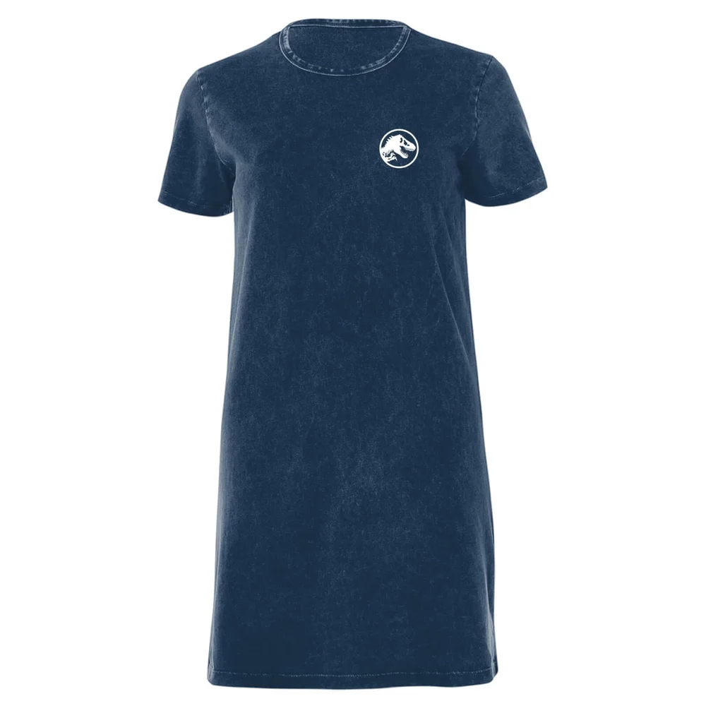 Jurassic Park White Women's T-Shirt Dress - Navy Acid Wash - XXL - Navy Acid Wash Bild 1