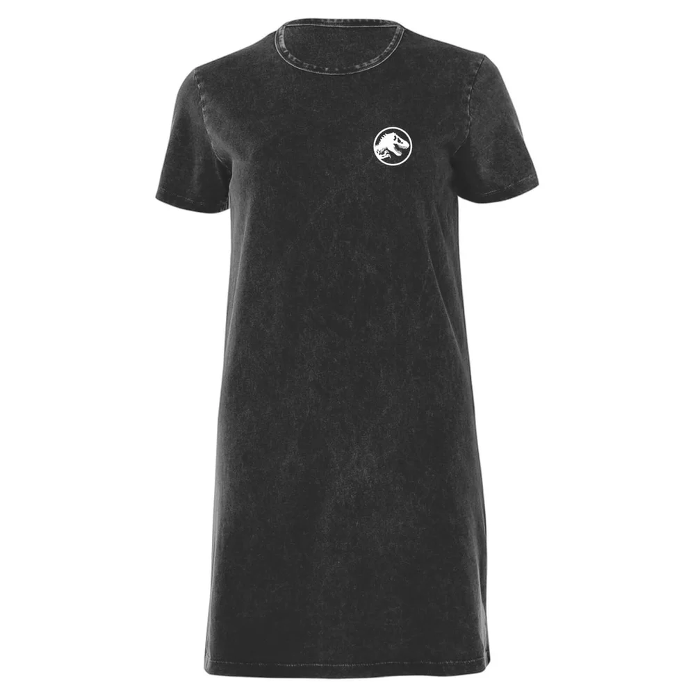 Jurassic Park White Women's T-Shirt Dress - Black Acid Wash - M - Black Acid Wash Bild 1