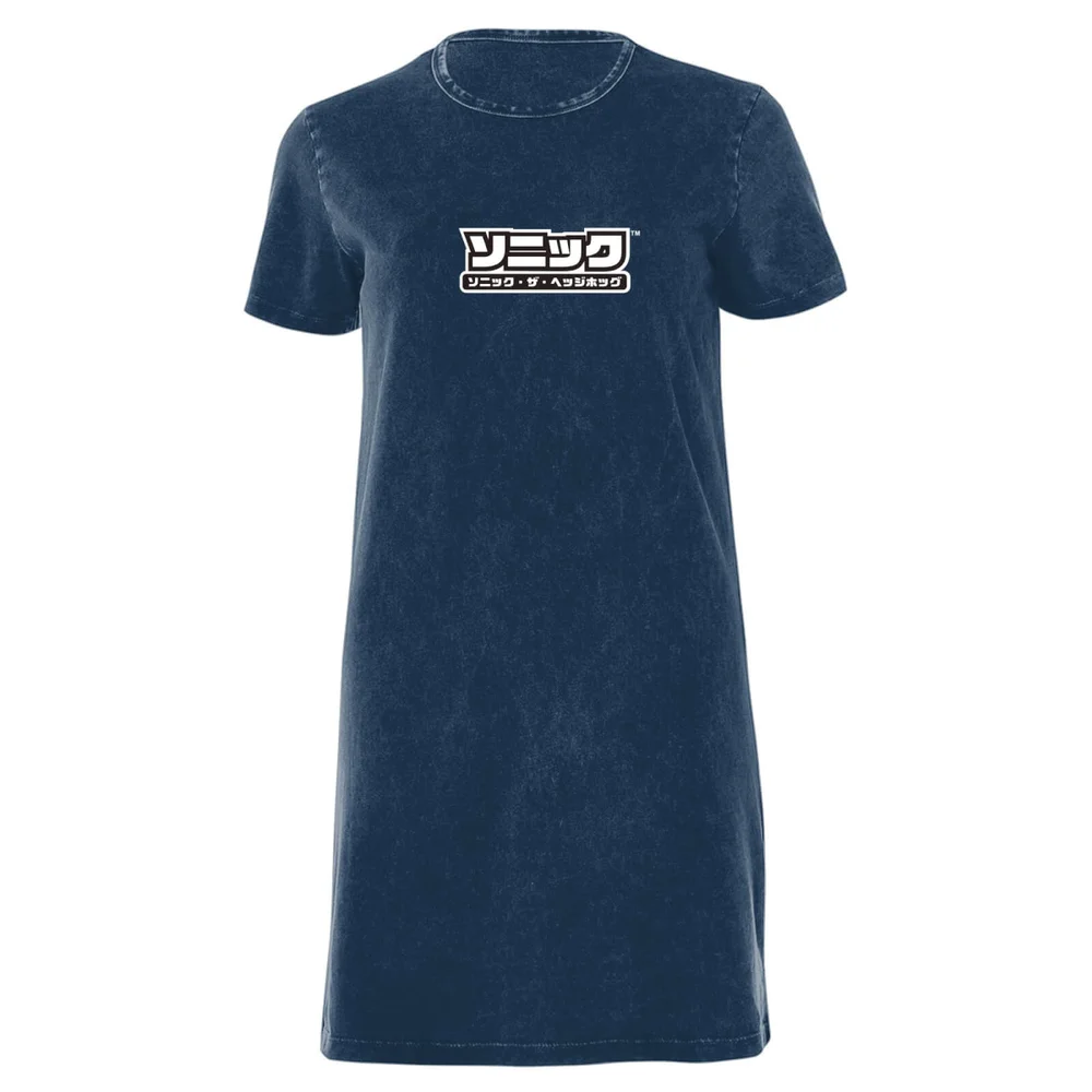 Sega Start Screen Women's T-Shirt Dress - Navy Acid Wash - XXL Bild 1