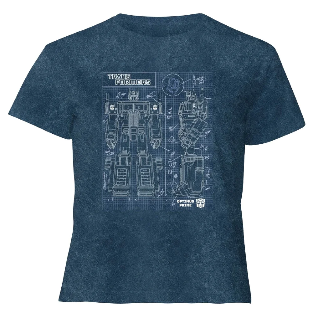 Transformers Optimus Prime Schematic - Women's Cropped T-Shirt - Navy Acid Wash - XS Bild 1