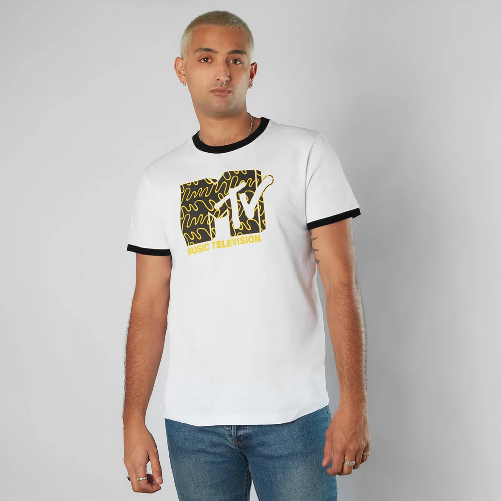 MTV Waves Unisex Ringer T-Shirt - Weiß/Schwarz - L Bild 1