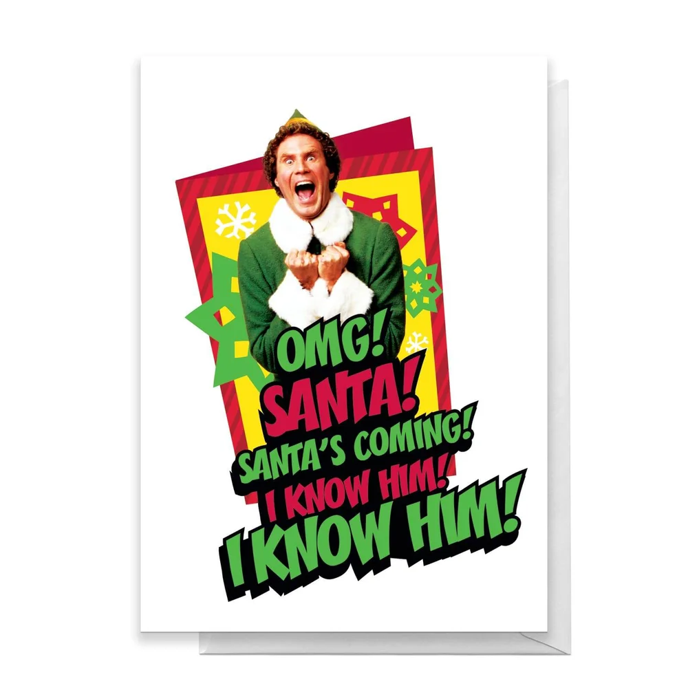 Elf OMG Santa's Coming Greetings Card - Standard Card Bild 1