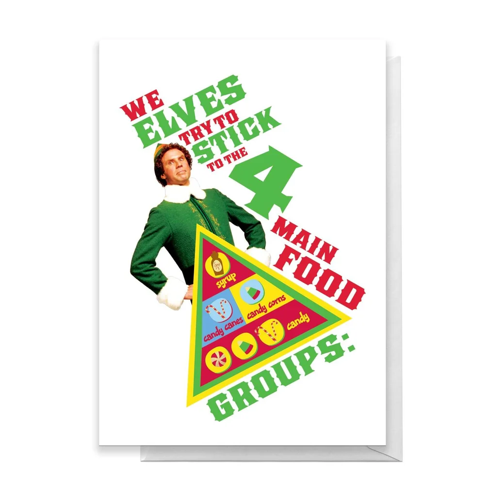 Elf We Elves Try To Stick To The 4 Main Food Groups Greetings Card - Standard Card Bild 1
