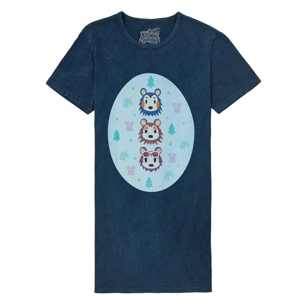 Nintendo Animal Crossing Able Sisters Women's T-Shirt Dress - Navy Acid Wash - XXL - Navy Acid Wash Bild 1