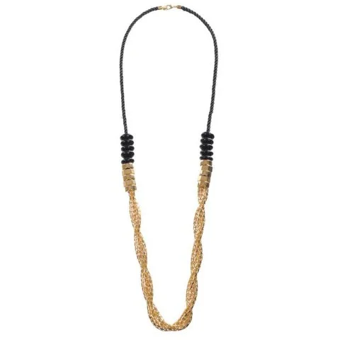 French Connection Twist Chain & Cord Necklace - Black -Gold Bild 1