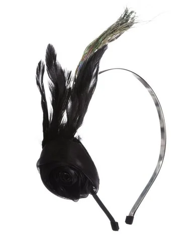 Satin Rose & Peacock Feather Hairband - Jade Bild 1