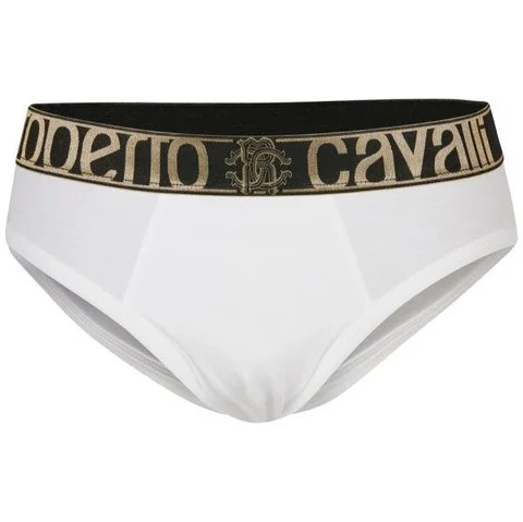 Roberto Cavalli Men's Gold Contrast Brief - White - S - Weiß Bild 1