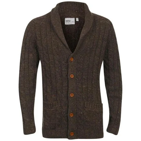 WeSC Men's Ewan Knitted Cardigan - Dark Brown Melange - S - Dark Brown Bild 1