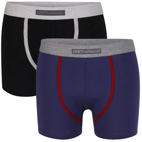 One True Saxon Men's Two Pack Boxers - Black/Navy - S - Black/Navy Bild 1