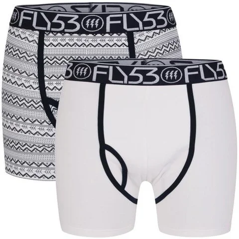 Fly 53 Men's Two Pack Boxers - White/Navy - S - White/Navy Bild 1