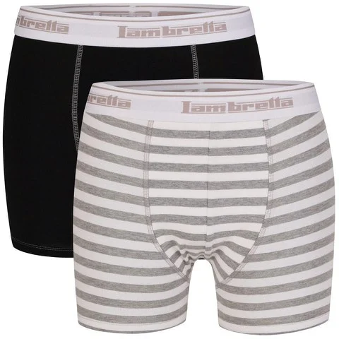 Lambretta Men's Two Pack Boxers - Black/Grey - S - Schwarz/Grau Bild 1