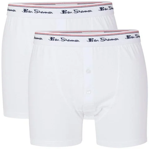 Ben Sherman Men's 2-Pack Cotton Boxer Shorts - White - S - Weiß Bild 1