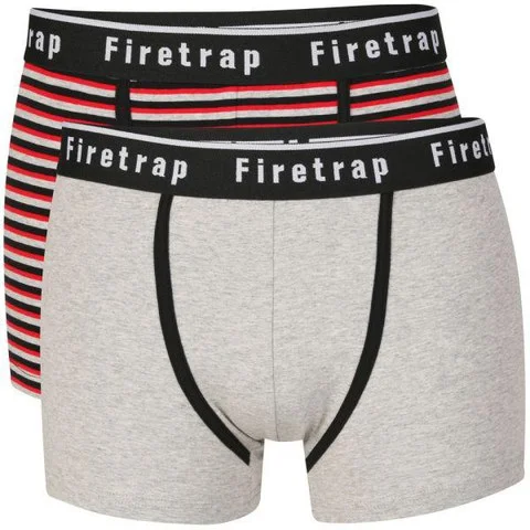 Firetrap Men's 2-Pack Striped Boxers - Grey/Red/Black - S - Grey/Red/Black Bild 1