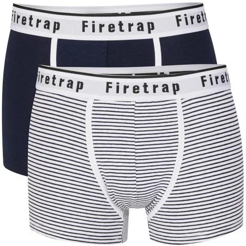 Firetrap Men's 2-Pack Striped Boxers - Black/Blue - S - Black/Blue Bild 1