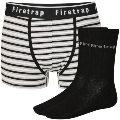 Firetrap Men's Boxer and Sock Gift Set - Black/White - S - Black/White Bild 1