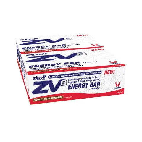 ZipVit ZV8 Energy Riegel -20 Stück - Erdbeer mit Schokoladenüberzug - 20Riegeln - Box - Erdbeere Bild 1