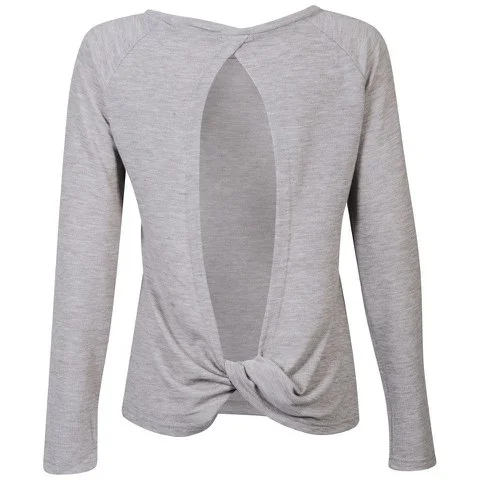 Moku Women's Twist Back Knitted Jersey Top - Grey Marl - S-M - Grau meliert Bild 1