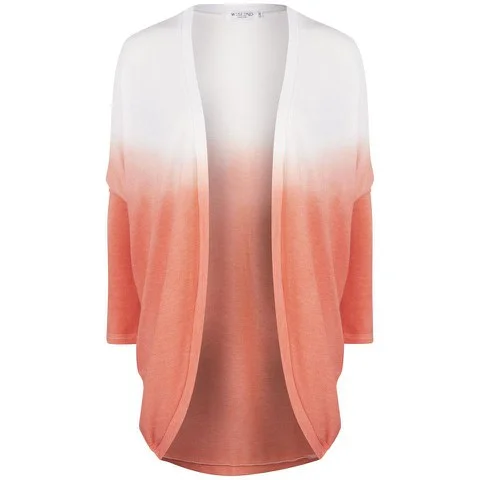 Moku Women's Dip Dye Knitted Jersey Cardigan - Coral/White - S-M - Coral/White Bild 1
