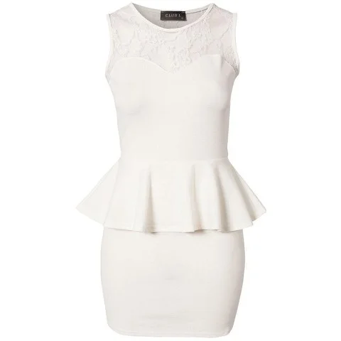 Club L Women's Candy Lace Peplum Dress - White - 6 - Weiß Bild 1