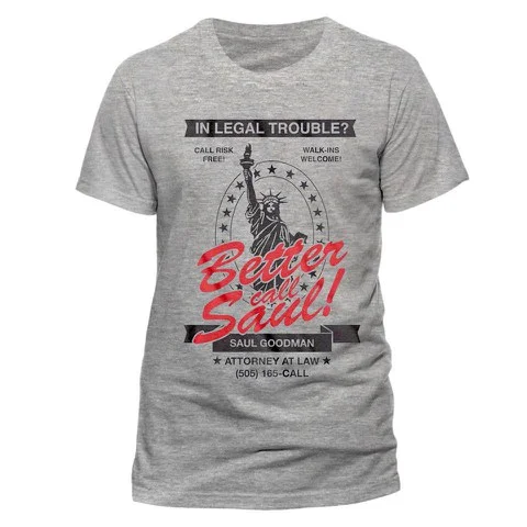Breaking Bad Men's T-Shirt - In Legal Trouble Better Call Saul - Grey - S - Grau Bild 1