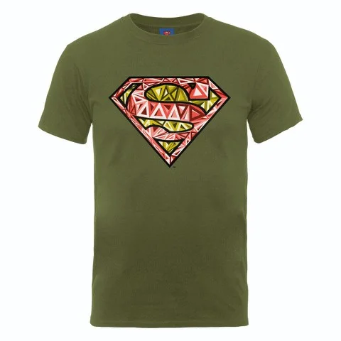 DC Comics Men's T-Shirt Superman Cells Logo - Military Green - S - Grün Bild 1
